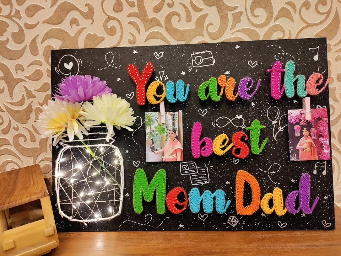 Best Mom and Dad String Art Board With Lights