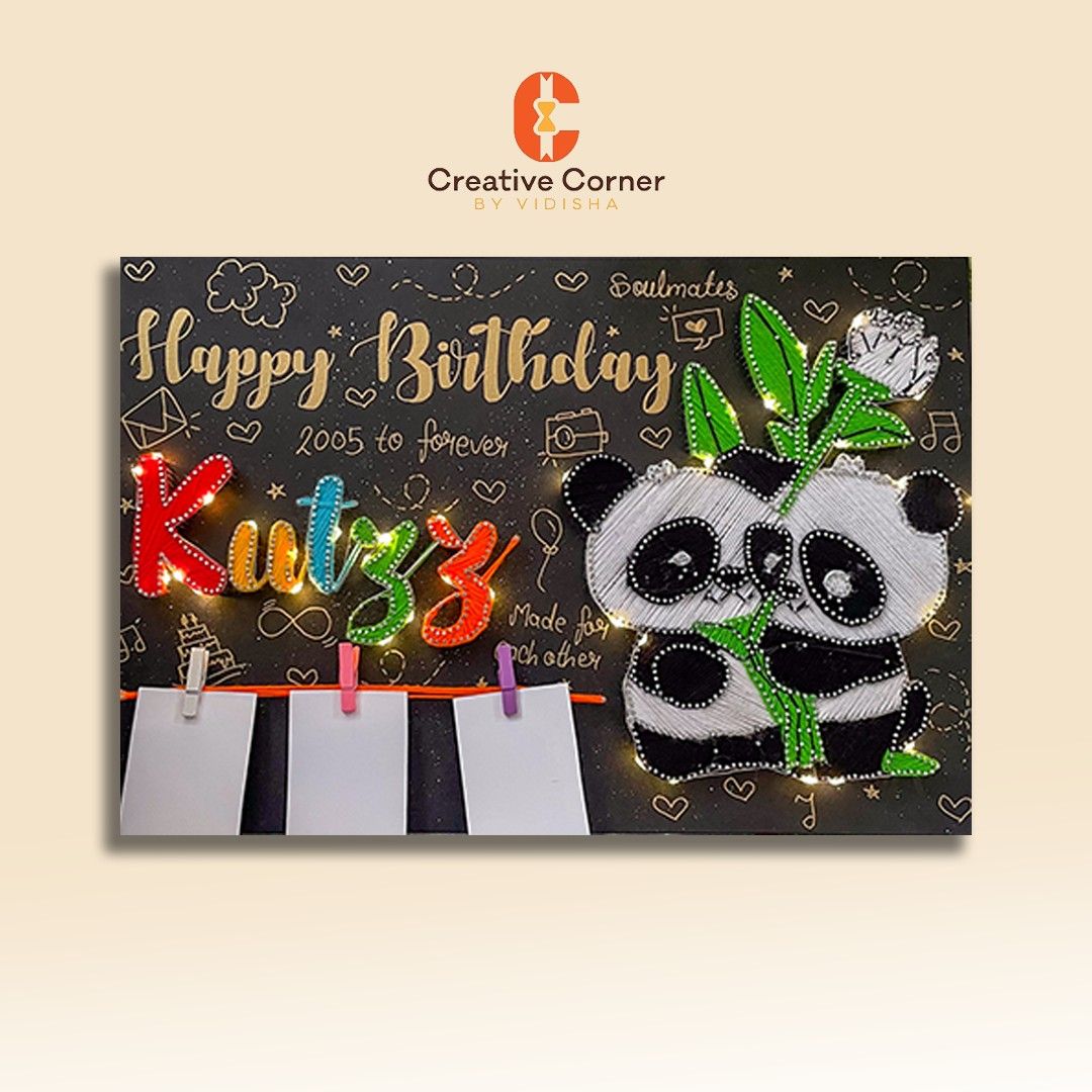 Cute Panda String Art - Custom Birthday Gift for Loved Ones