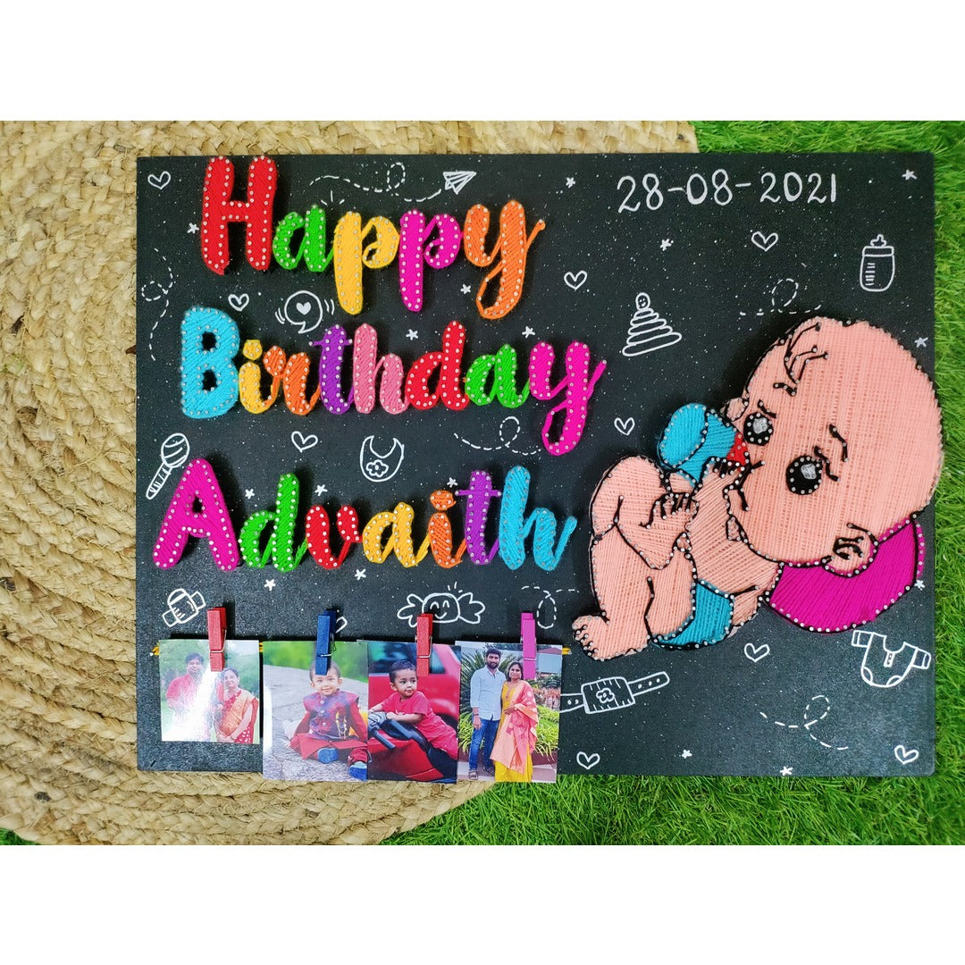 Cute & Cuddly: String Art Bliss with a Baby Theme for a Birthday Celebration