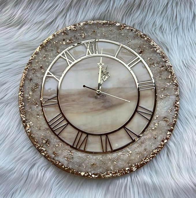 Gold Leaf Resin Clock – A Luxurious Accent for Your Space