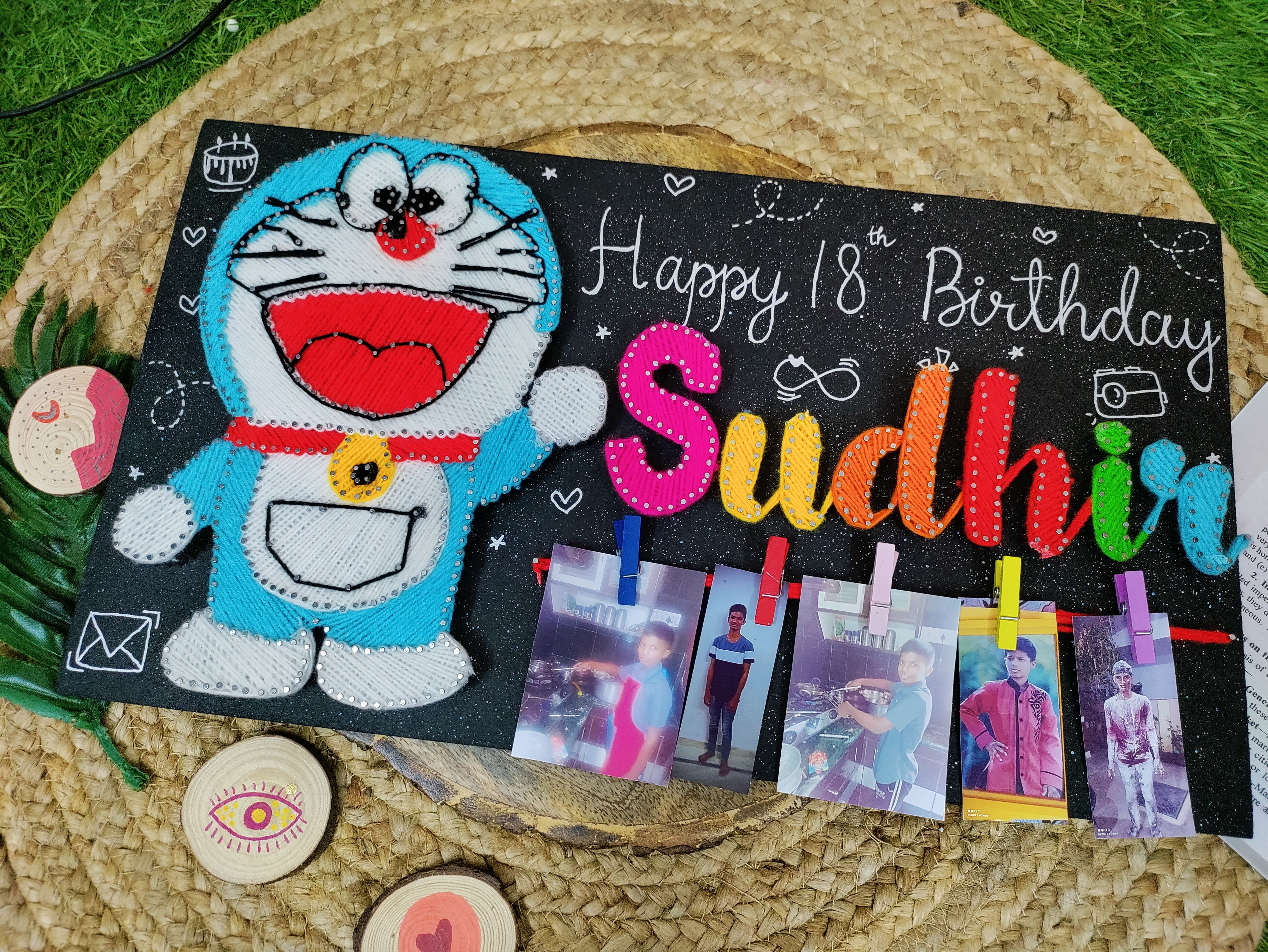 Doraemon Inspired String Art for a Birthday Celebration