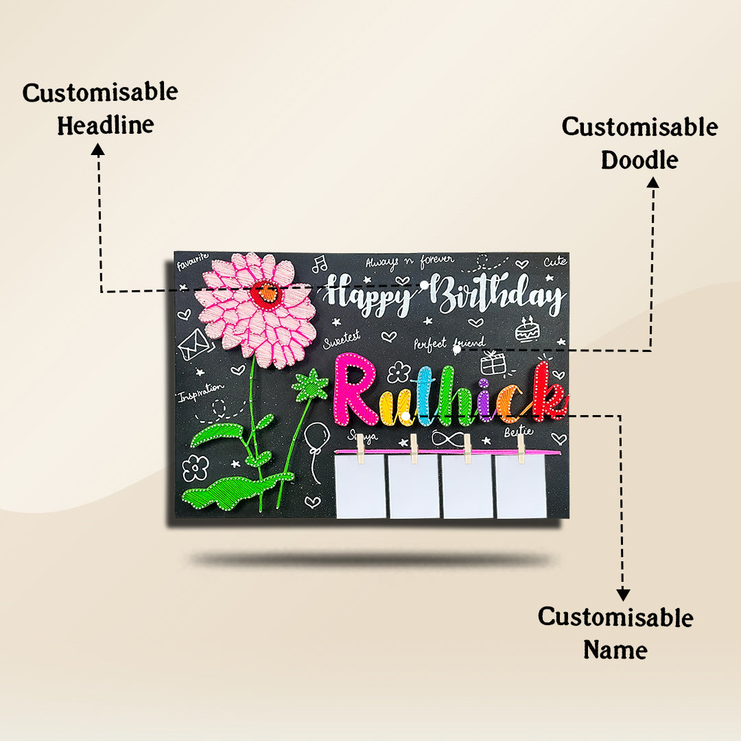 Wishes in Bloom: Personalized Floral Birthday String Art