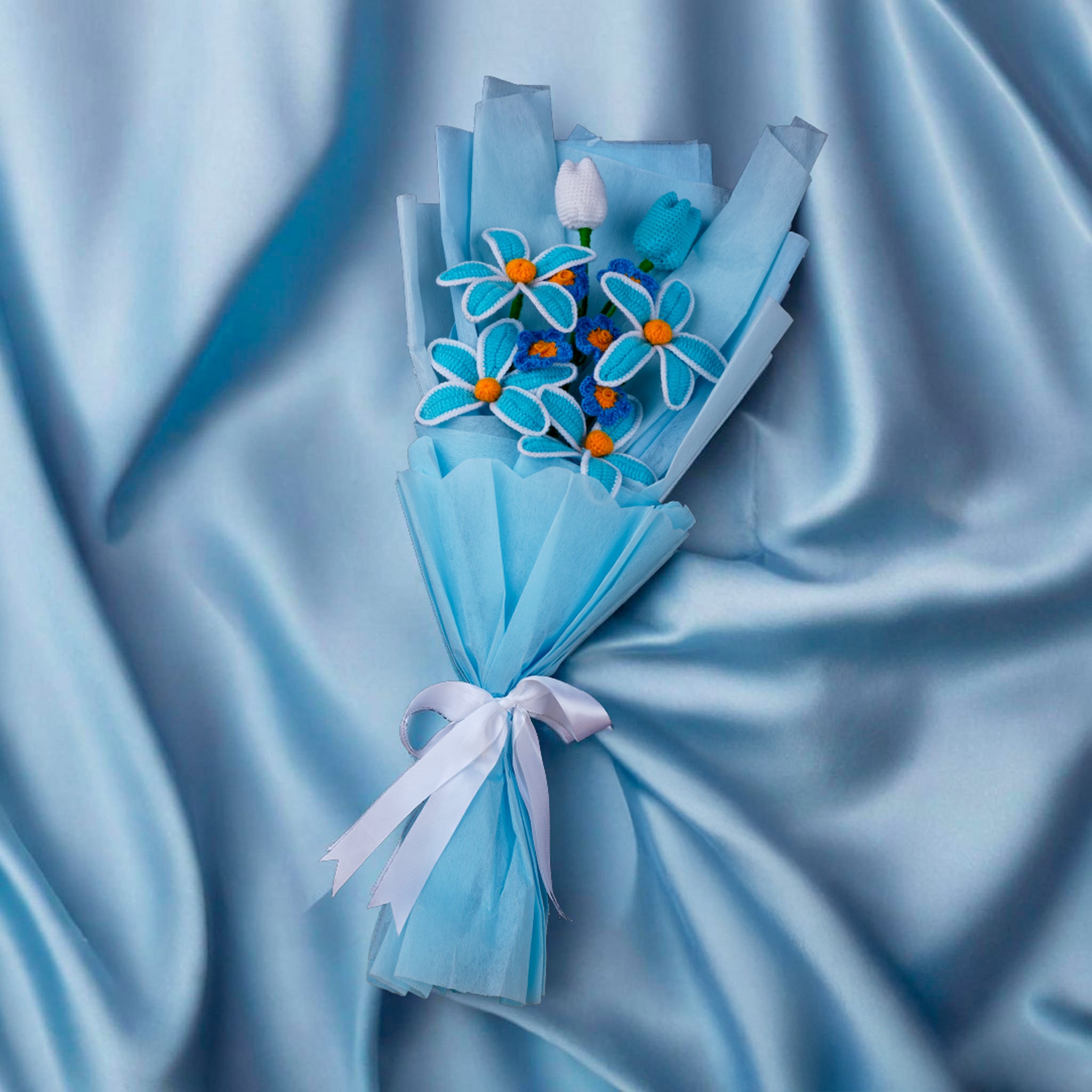 Blue Lily Crochet Bouquet