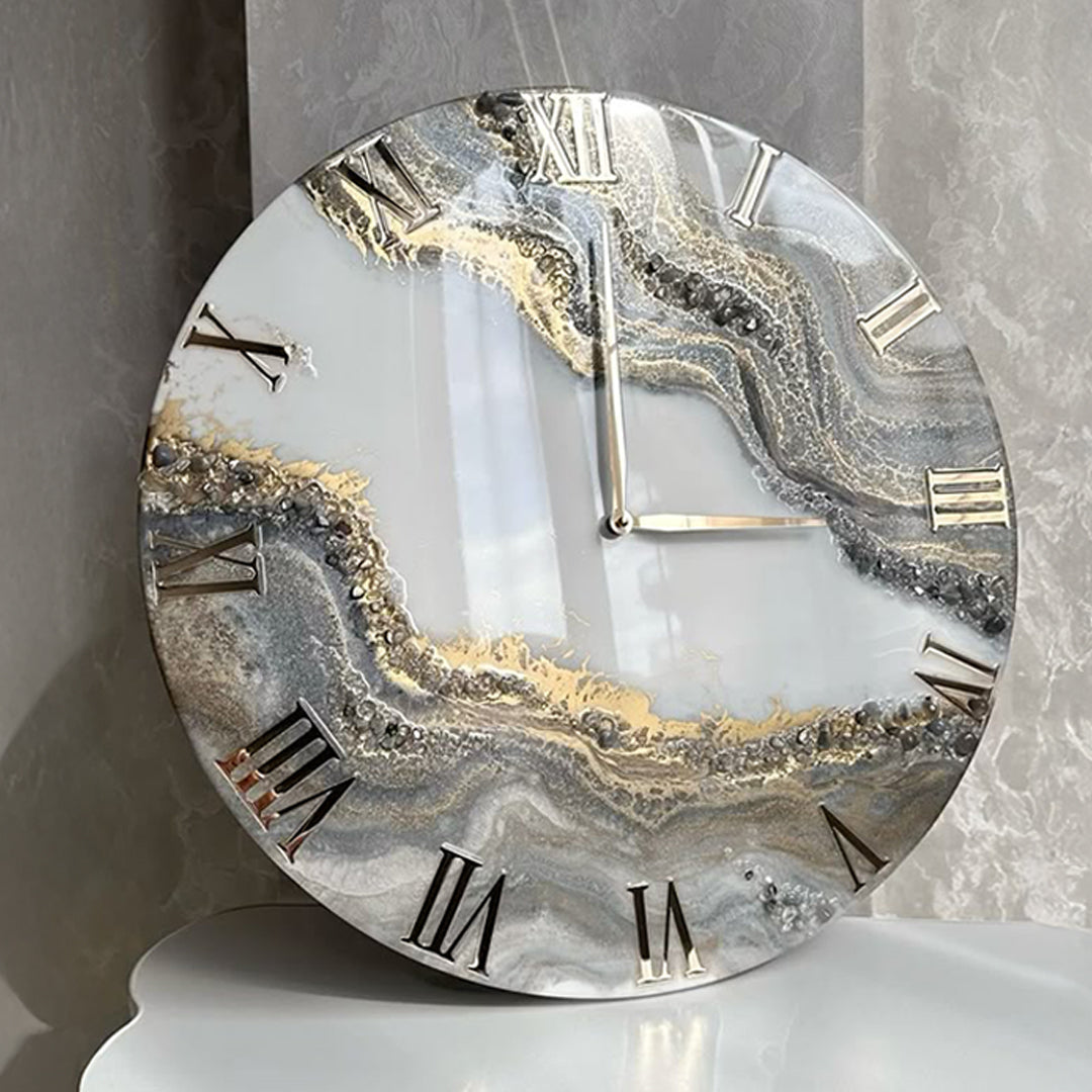 Mystic Marble Resin Clock – Swirls of Art & Elegance