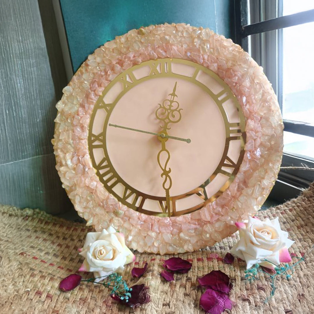 Rosy Glow Resin Clock – A Feminine Touch for Any Space