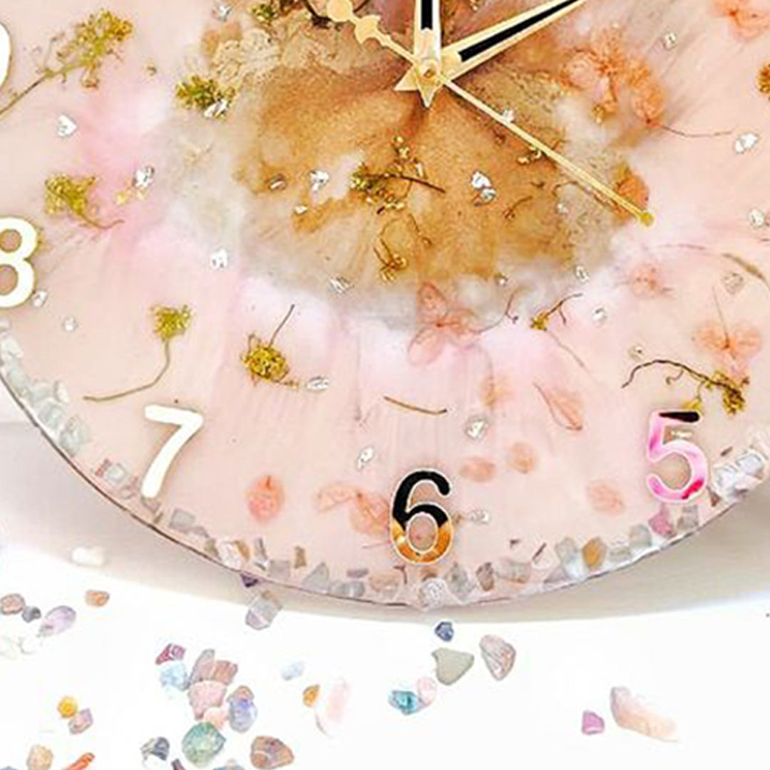 Rosy Elegance – Luxury Pink Resin Wall Clock with Textured Design