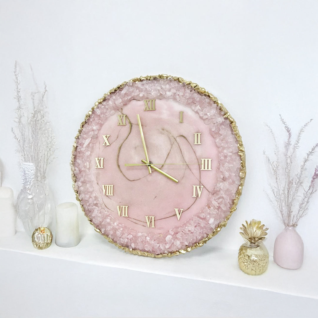 Blush Serenity Resin Clock – A Soft Touch of Elegance