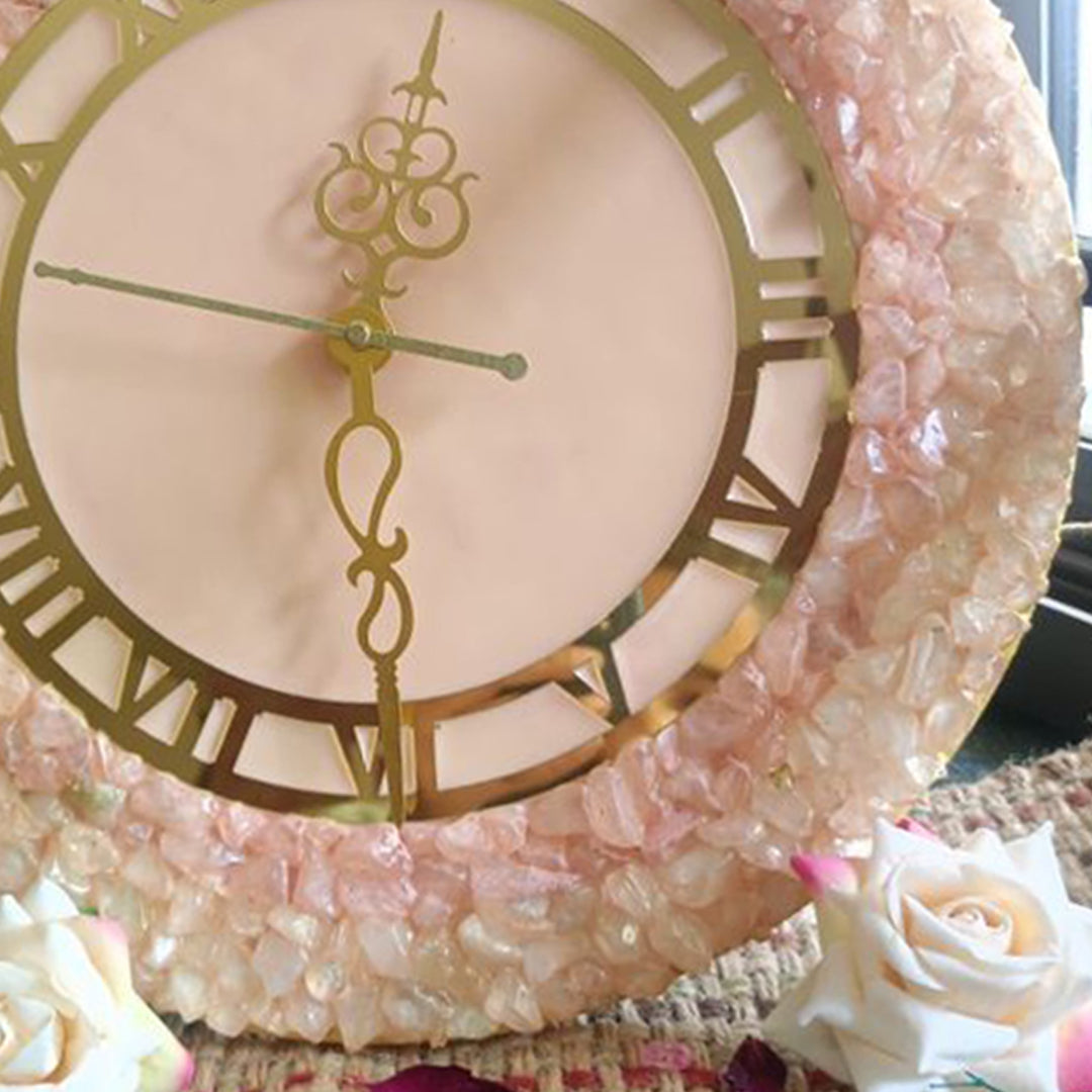 Rosy Glow Resin Clock – A Feminine Touch for Any Space