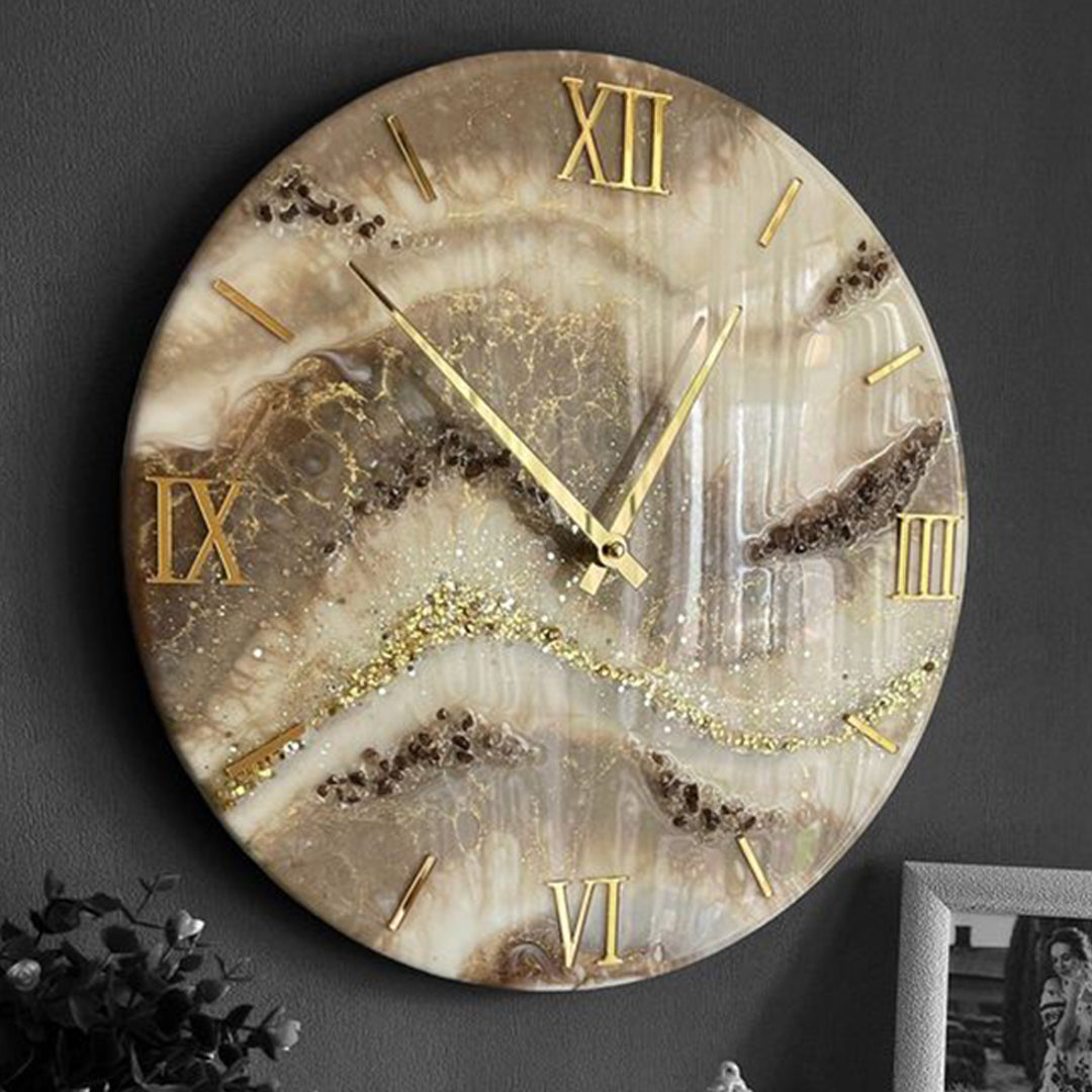 Golden Infused Resin Clock – Luxury in Every Second