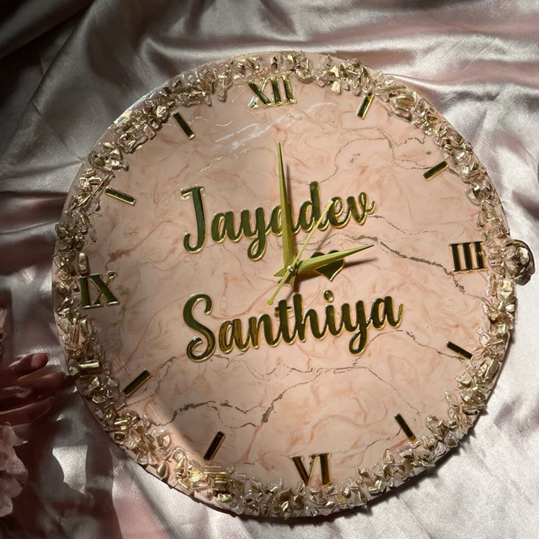 Personalized Resin Art Clock – Customizable Name Timepiece