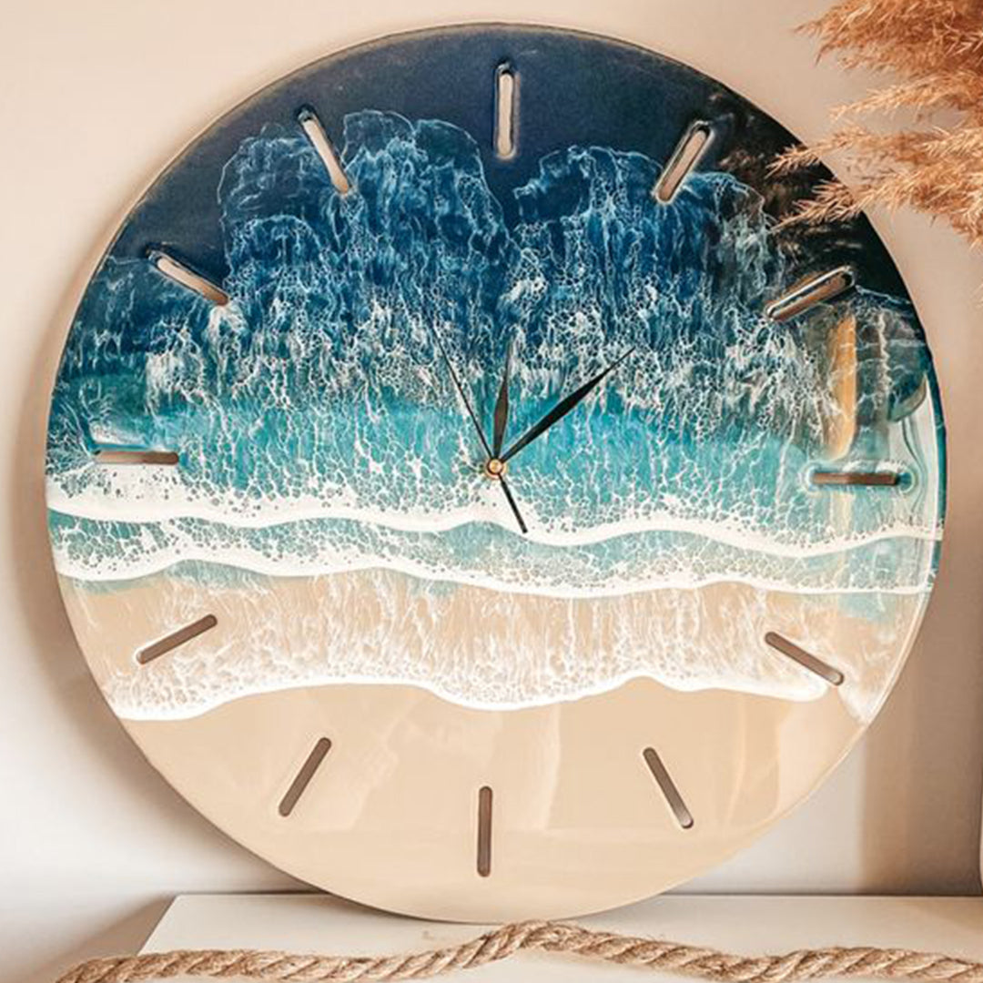 Frozen Ocean Resin Clock – Waves Captured in Time