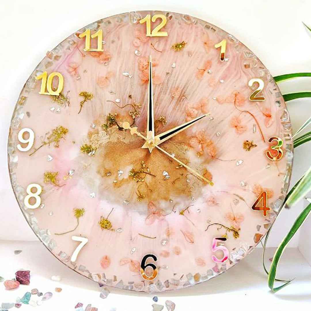 Rosy Elegance – Luxury Pink Resin Wall Clock with Textured Design