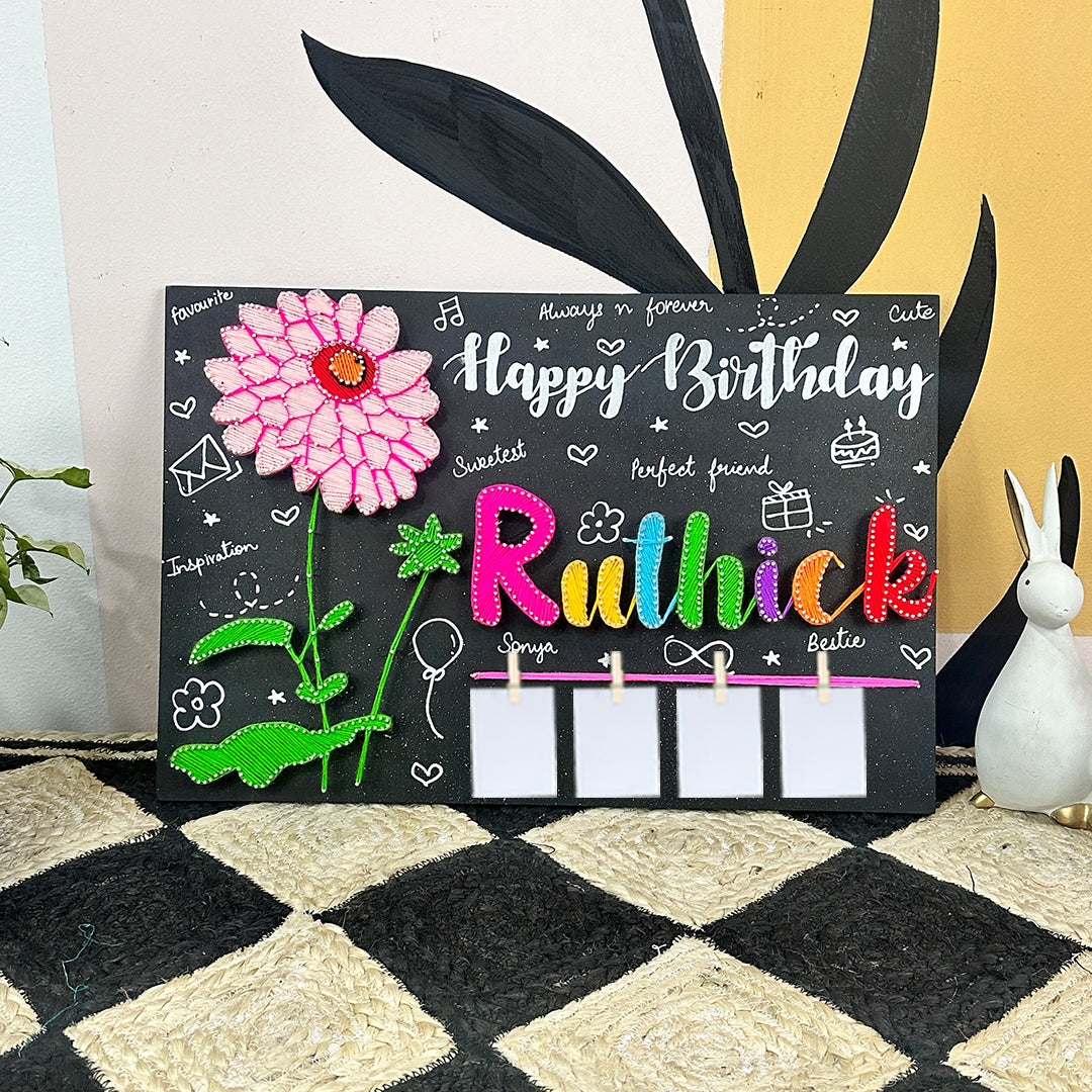 Wishes in Bloom: Personalized Floral Birthday String Art