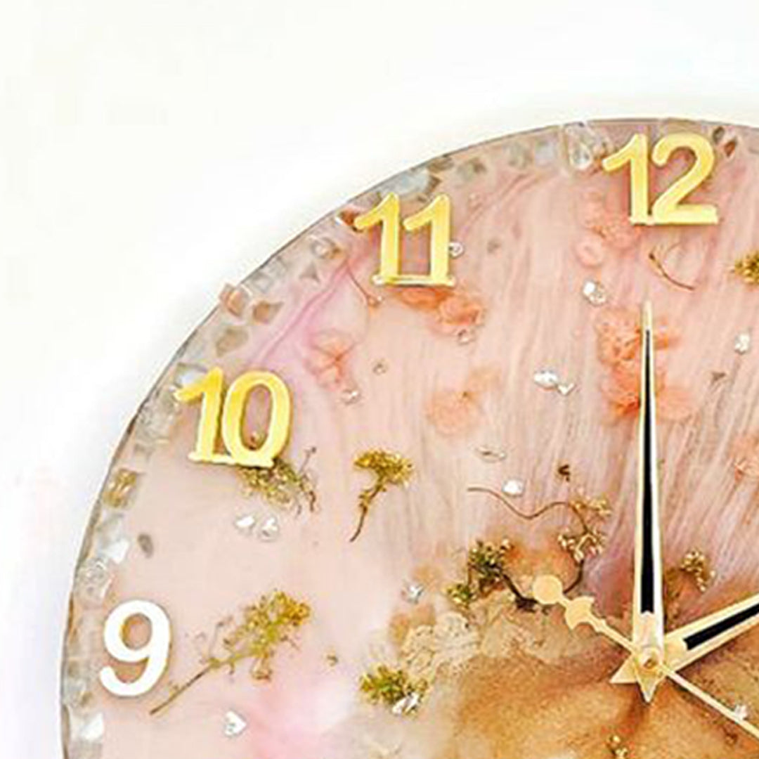 Rosy Elegance – Luxury Pink Resin Wall Clock with Textured Design