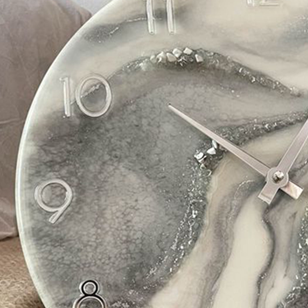 Grey Pearl Resin Clock – Subtle Luxury in Every Second