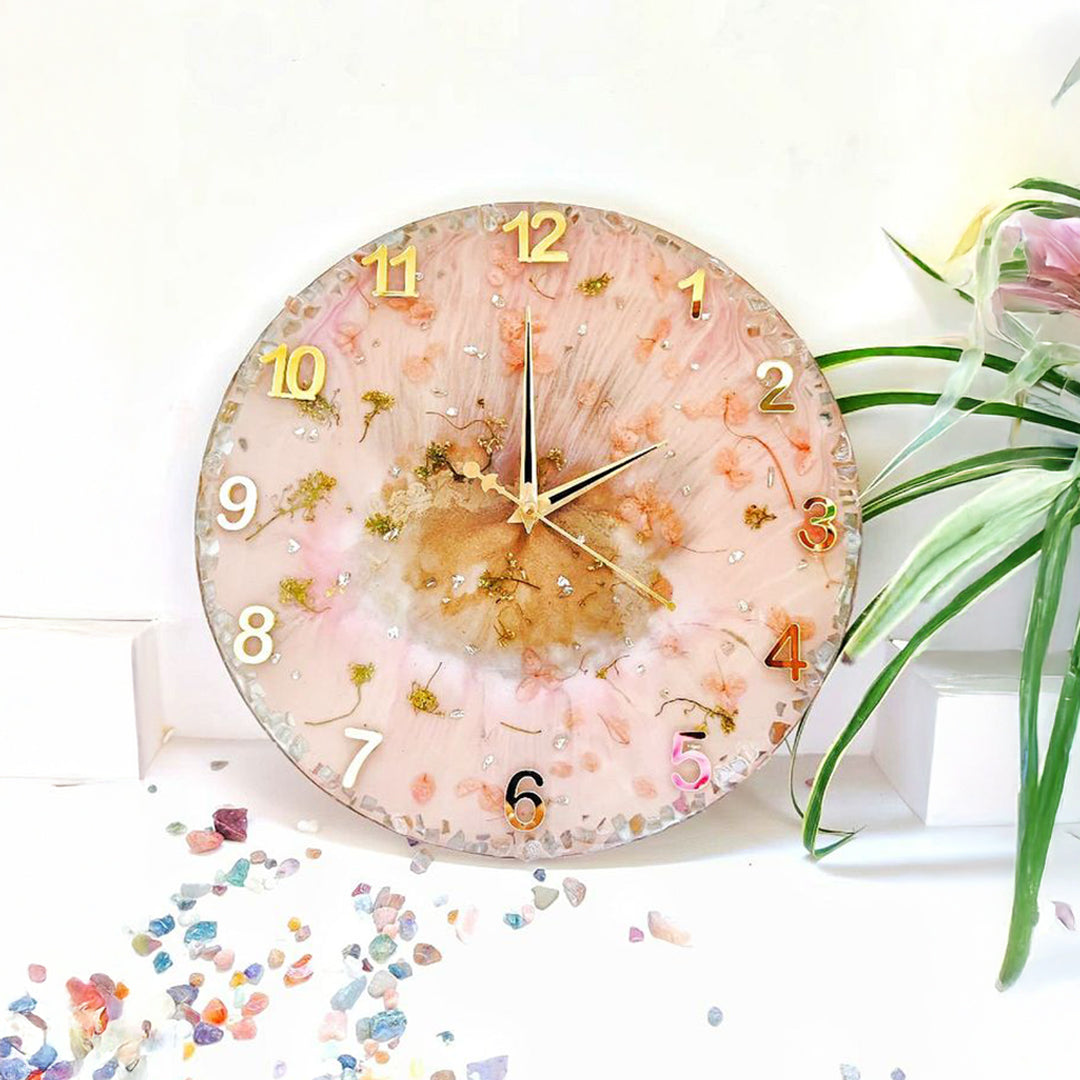 Rosy Elegance – Luxury Pink Resin Wall Clock with Textured Design