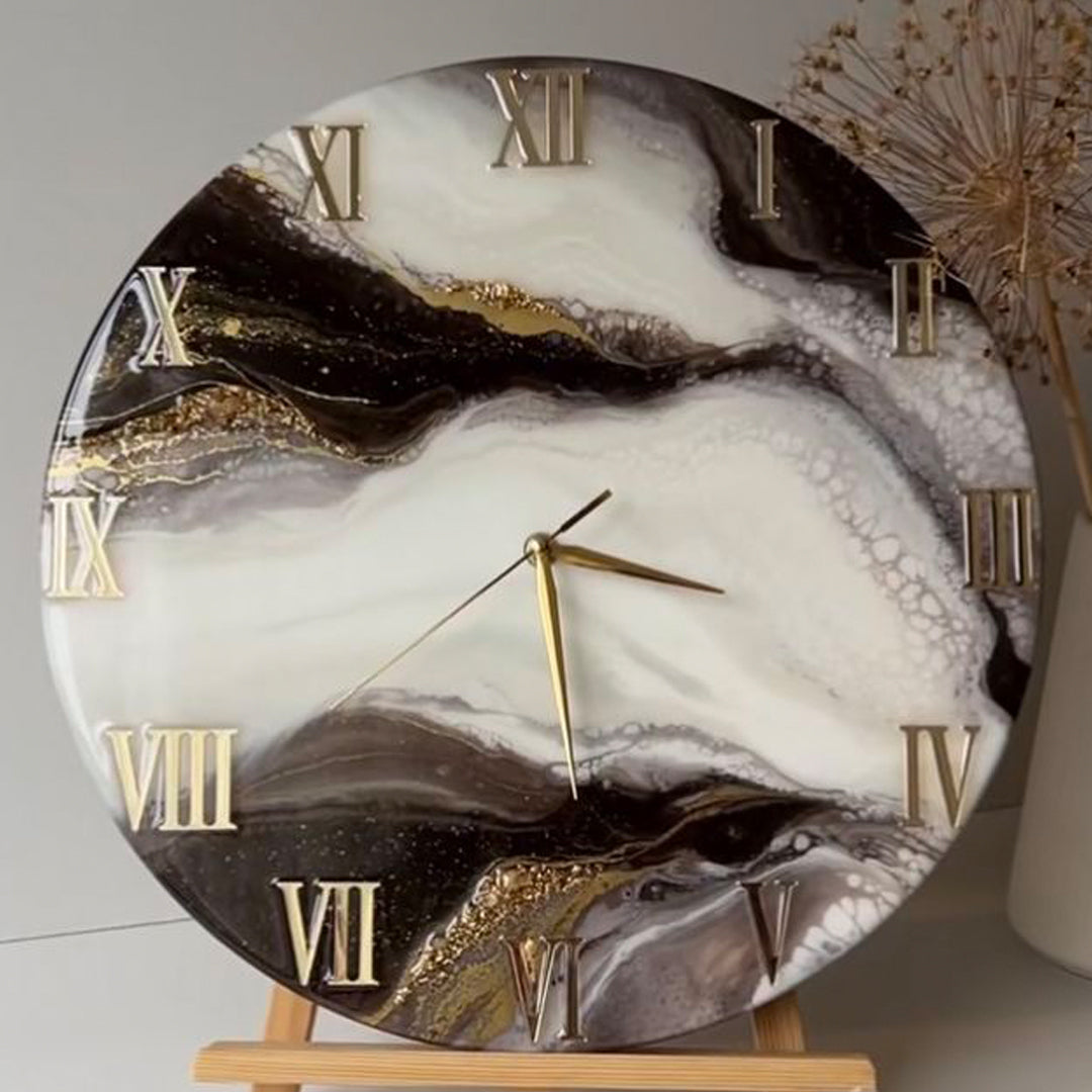 Mocha Delight Resin Clock – An Elegant Fusion of Resin & Wood