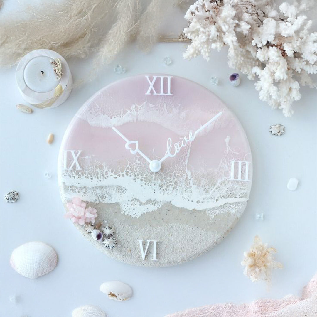 Pink Aura Resin Clock – A Soft Statement Of Ocean