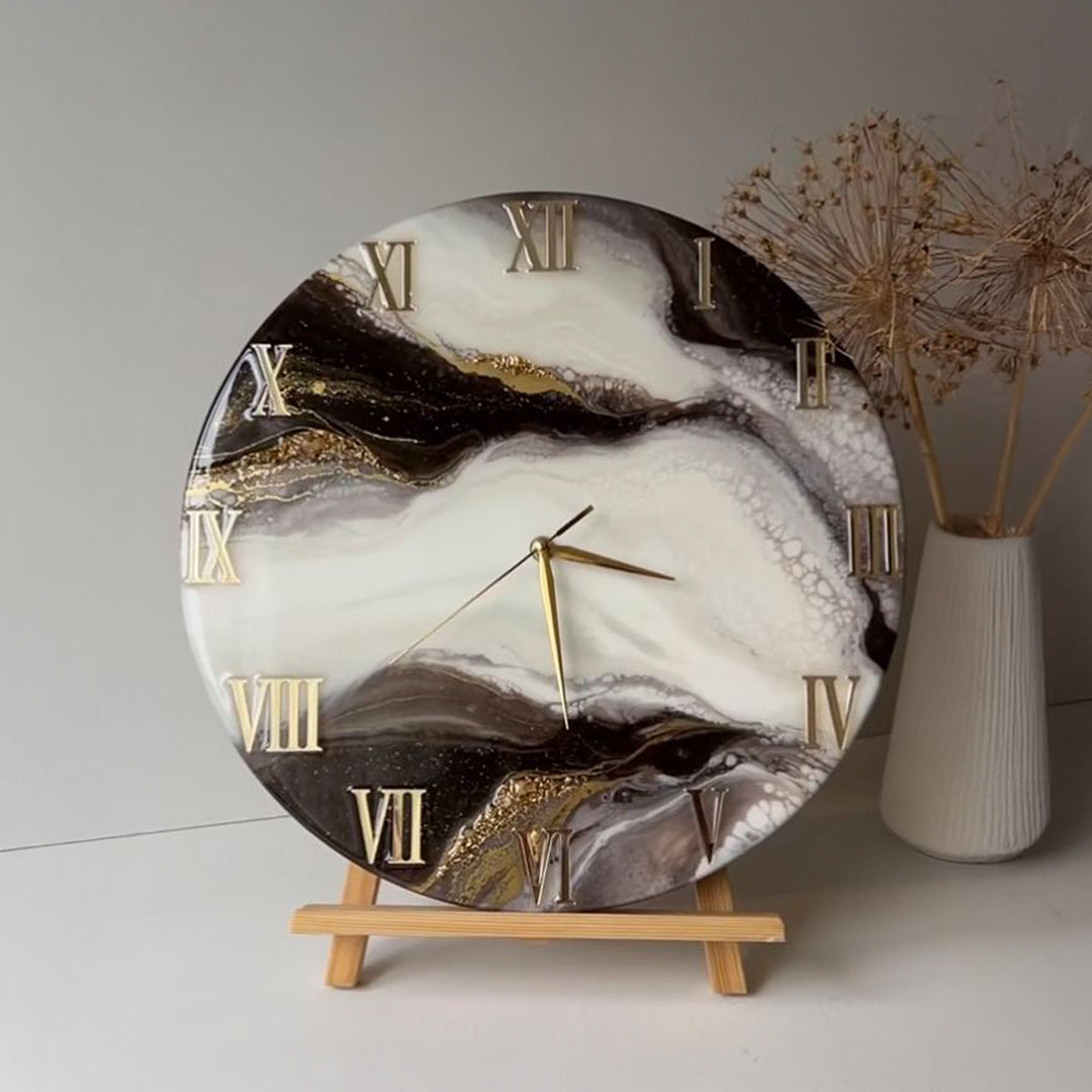 Mocha Delight Resin Clock – An Elegant Fusion of Resin & Wood