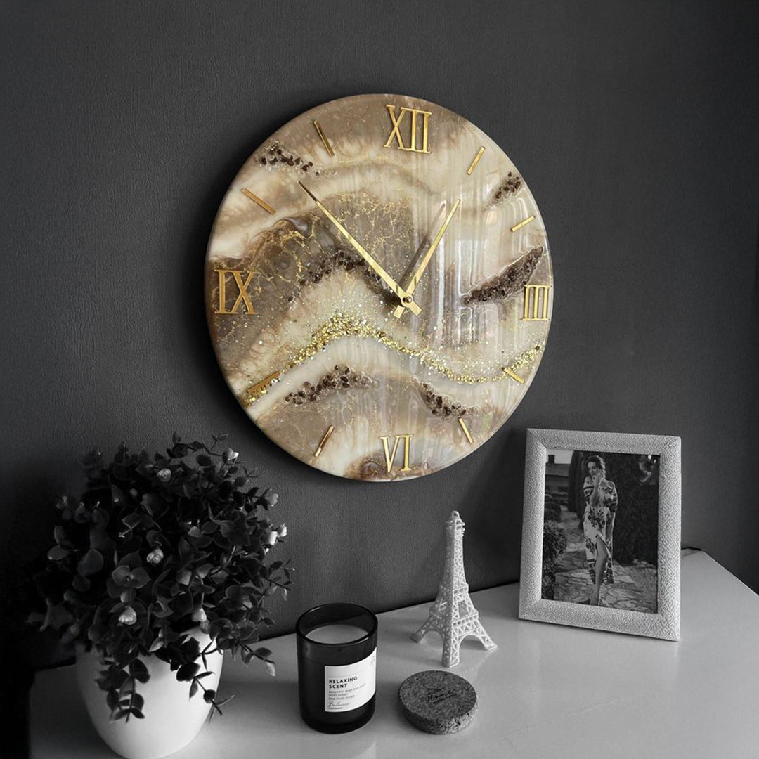 Golden Infused Resin Clock – Luxury in Every Second