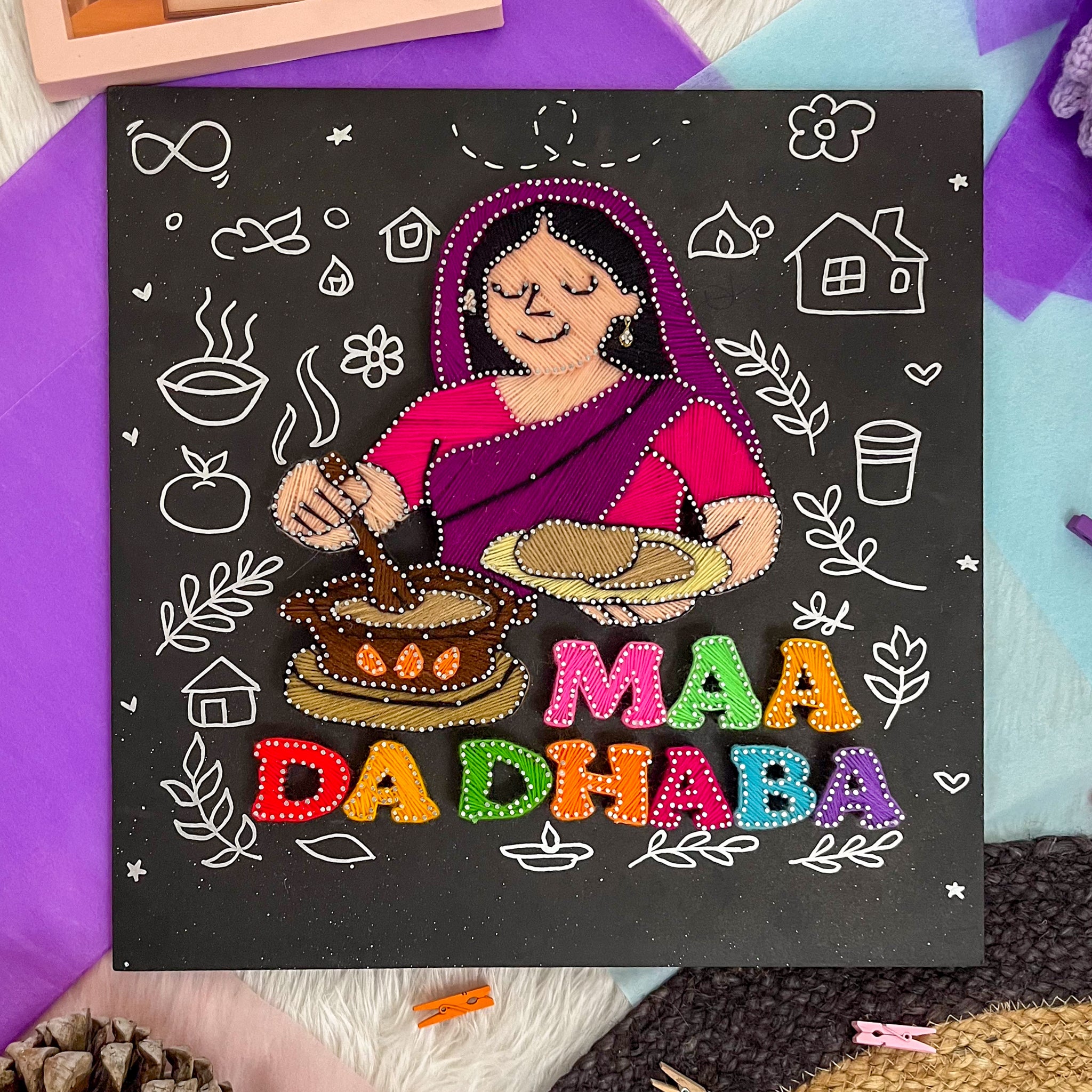 Maa Da Dhaba String Art – Mother’s Day Gift for Moms Who Cook with Love