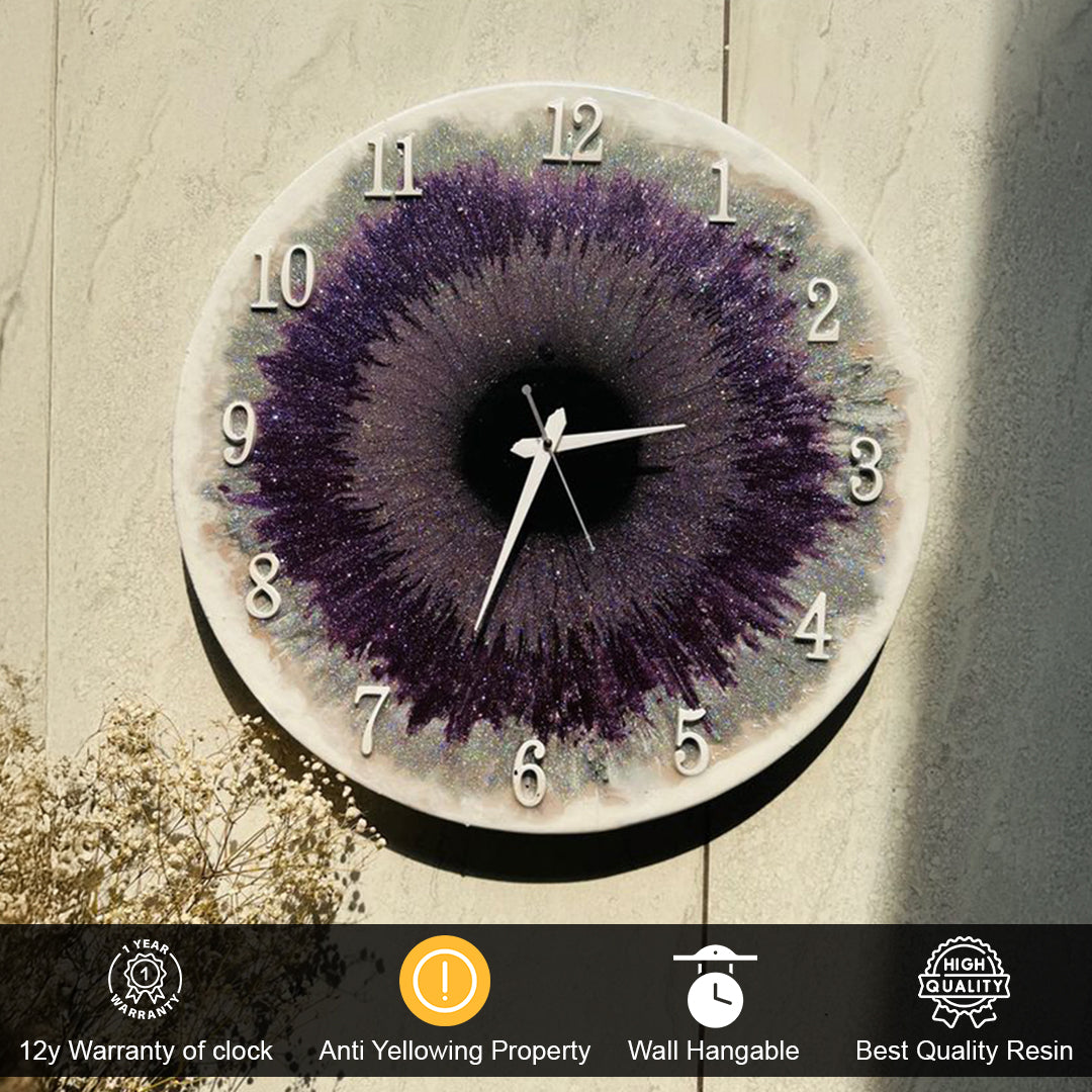 Majestic Amethyst Resin Clock – An Eye-Catching Work of Art