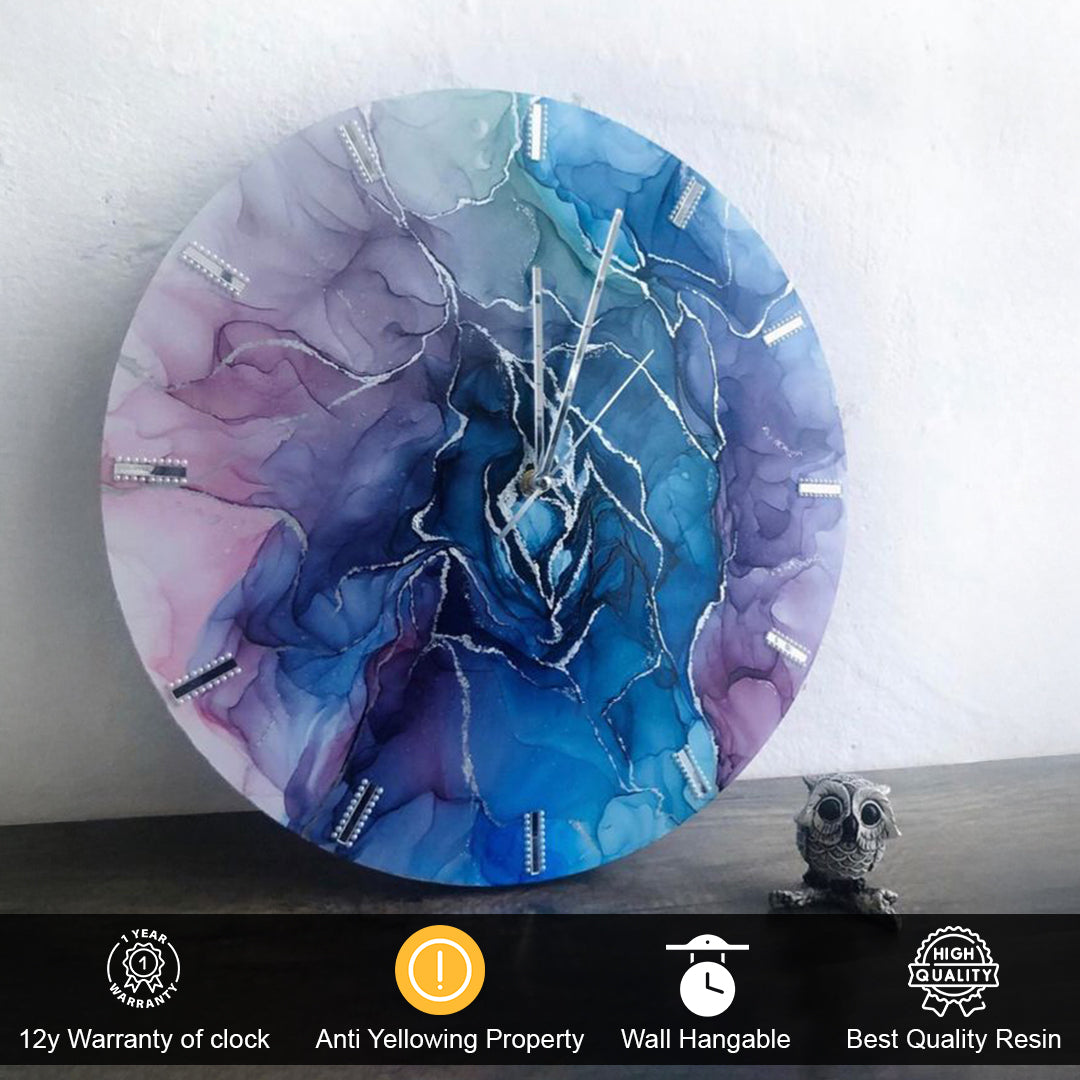 Indigo Glow – Luxury Resin Art Clock for Elegant Spaces