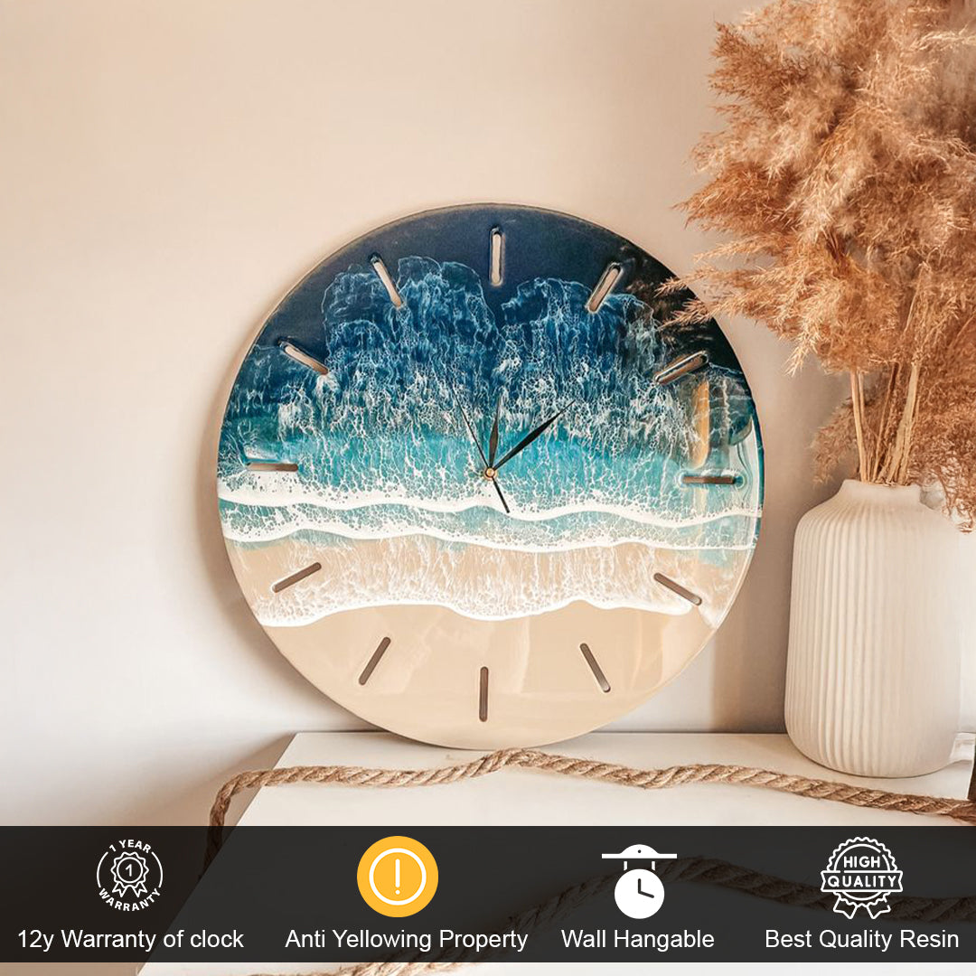 Frozen Ocean Resin Clock – Waves Captured in Time