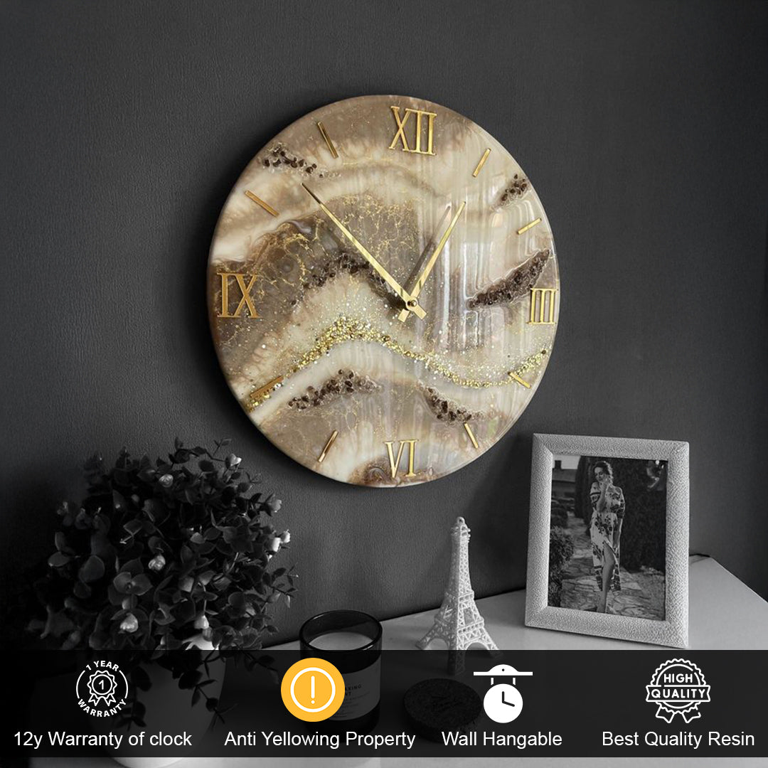 Golden Infused Resin Clock – Luxury in Every Second