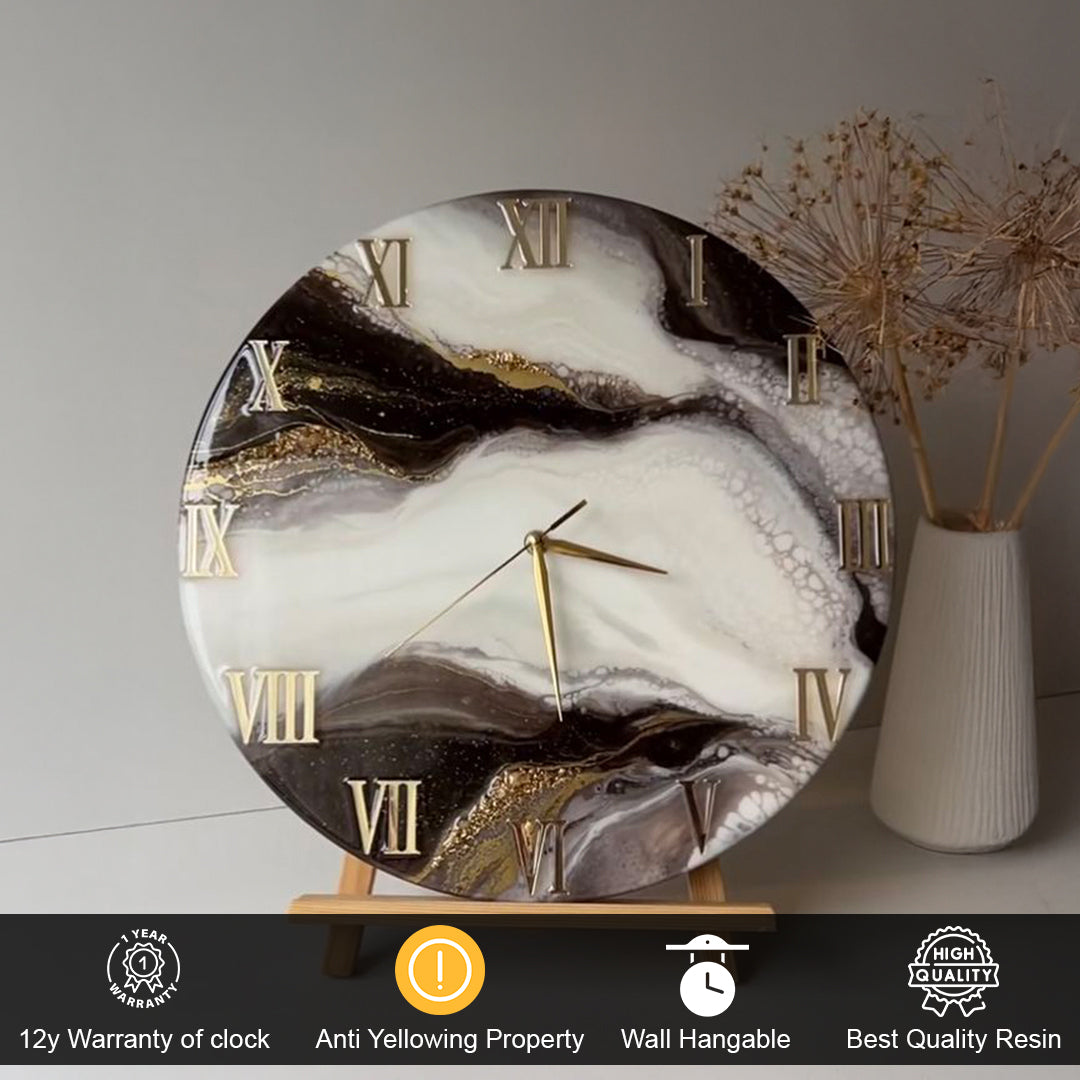 Mocha Delight Resin Clock – An Elegant Fusion of Resin & Wood