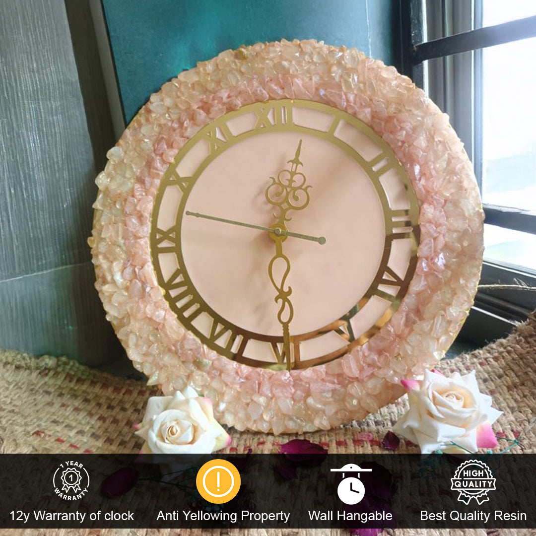 Rosy Glow Resin Clock – A Feminine Touch for Any Space