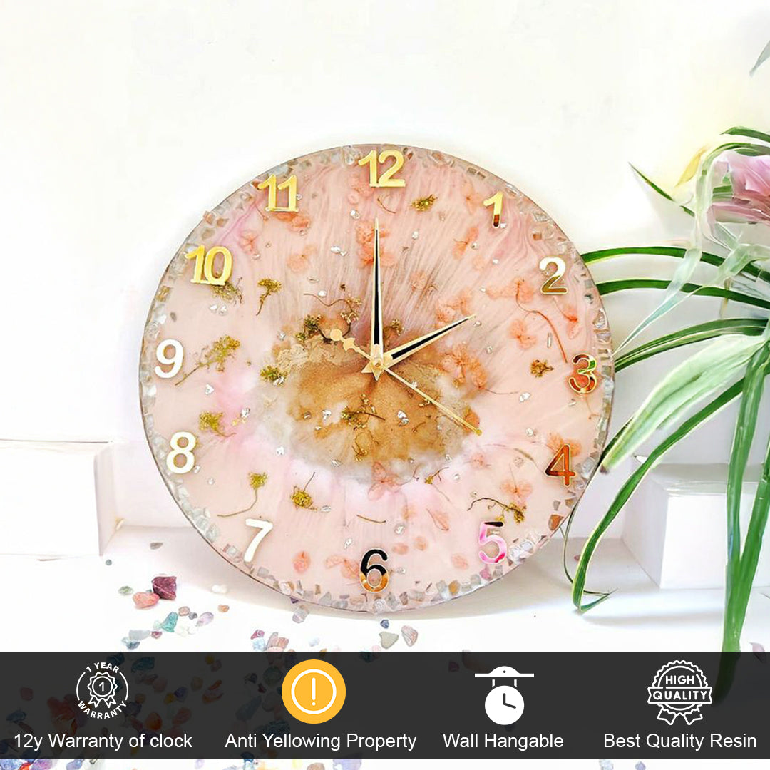 Rosy Elegance – Luxury Pink Resin Wall Clock with Textured Design