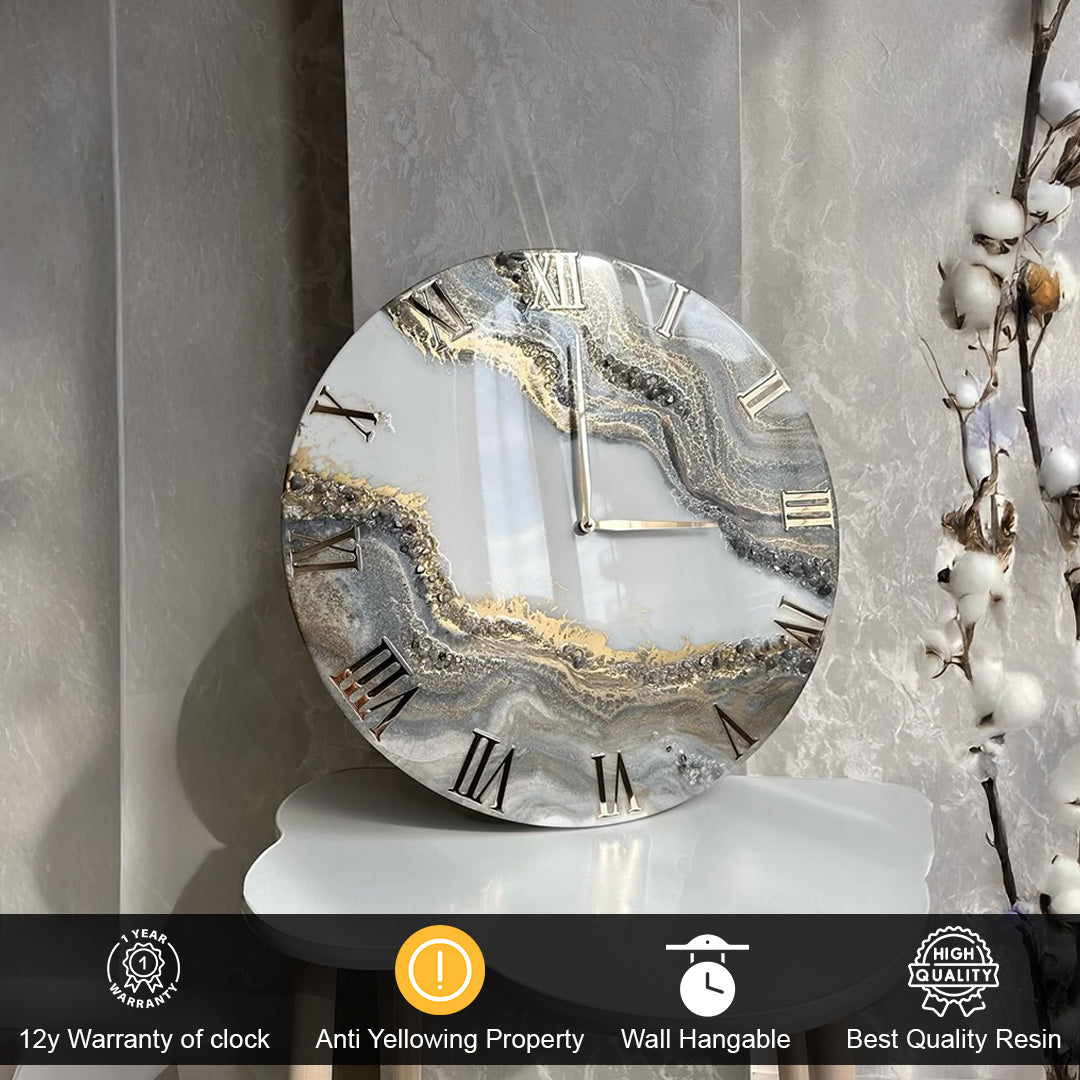 Mystic Marble Resin Clock – Swirls of Art & Elegance