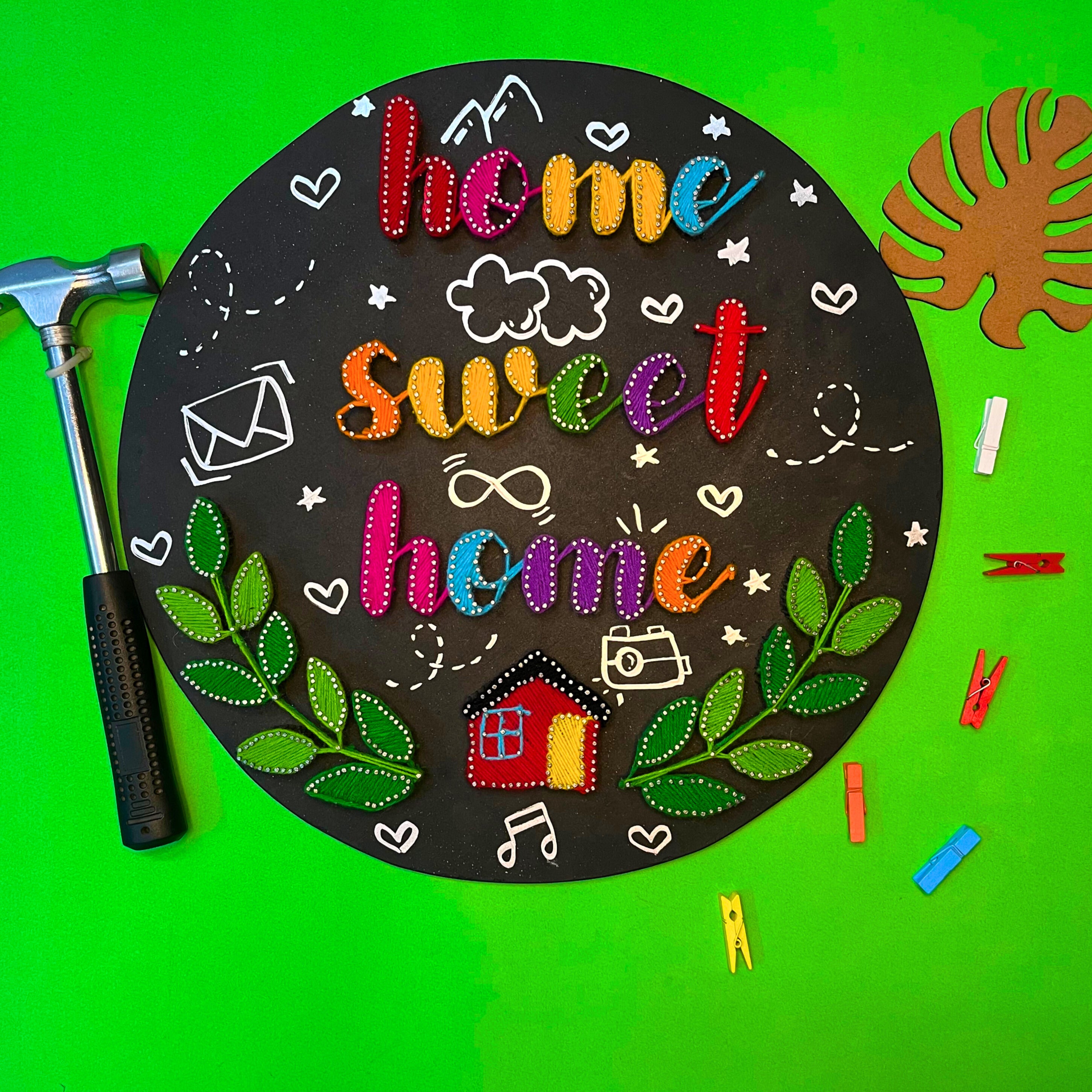 Nailed Bliss: String Art Tribute to Home Sweet Home