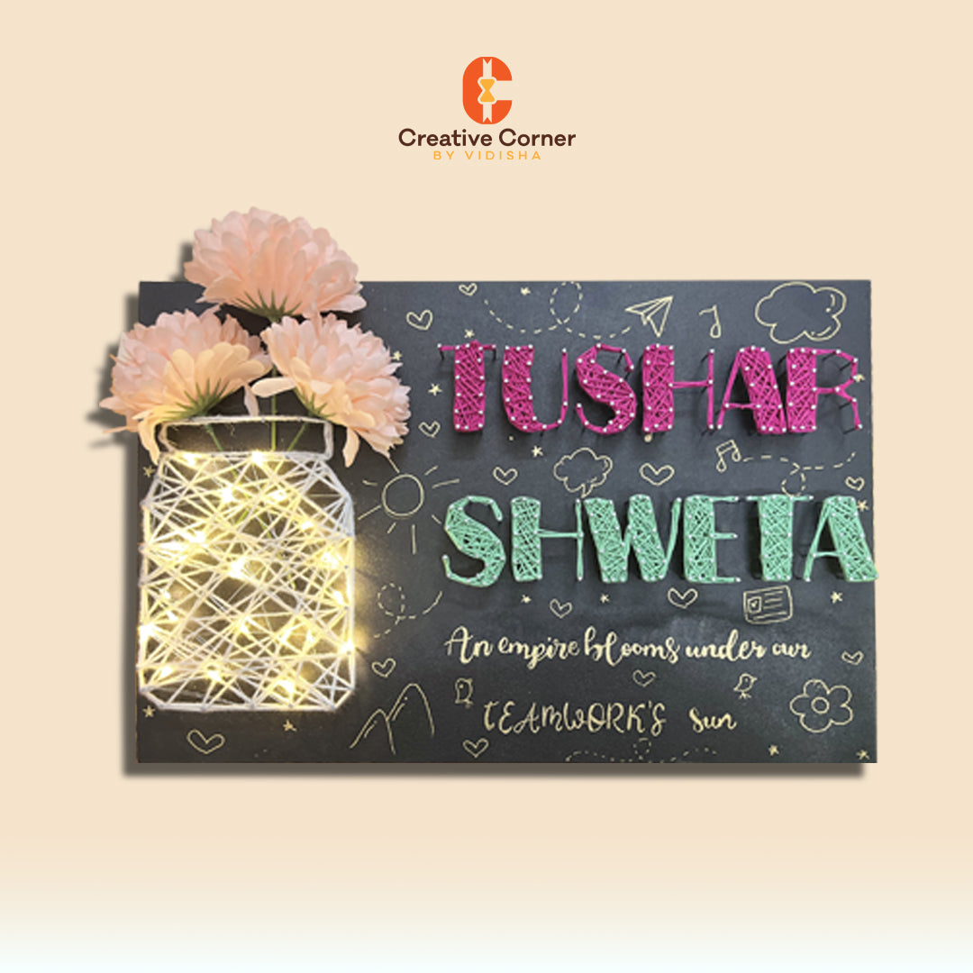 The Art of Names: Flower Jar String Art Design