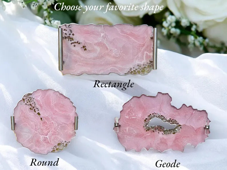 Resin Tray with Rose Quartz Rim