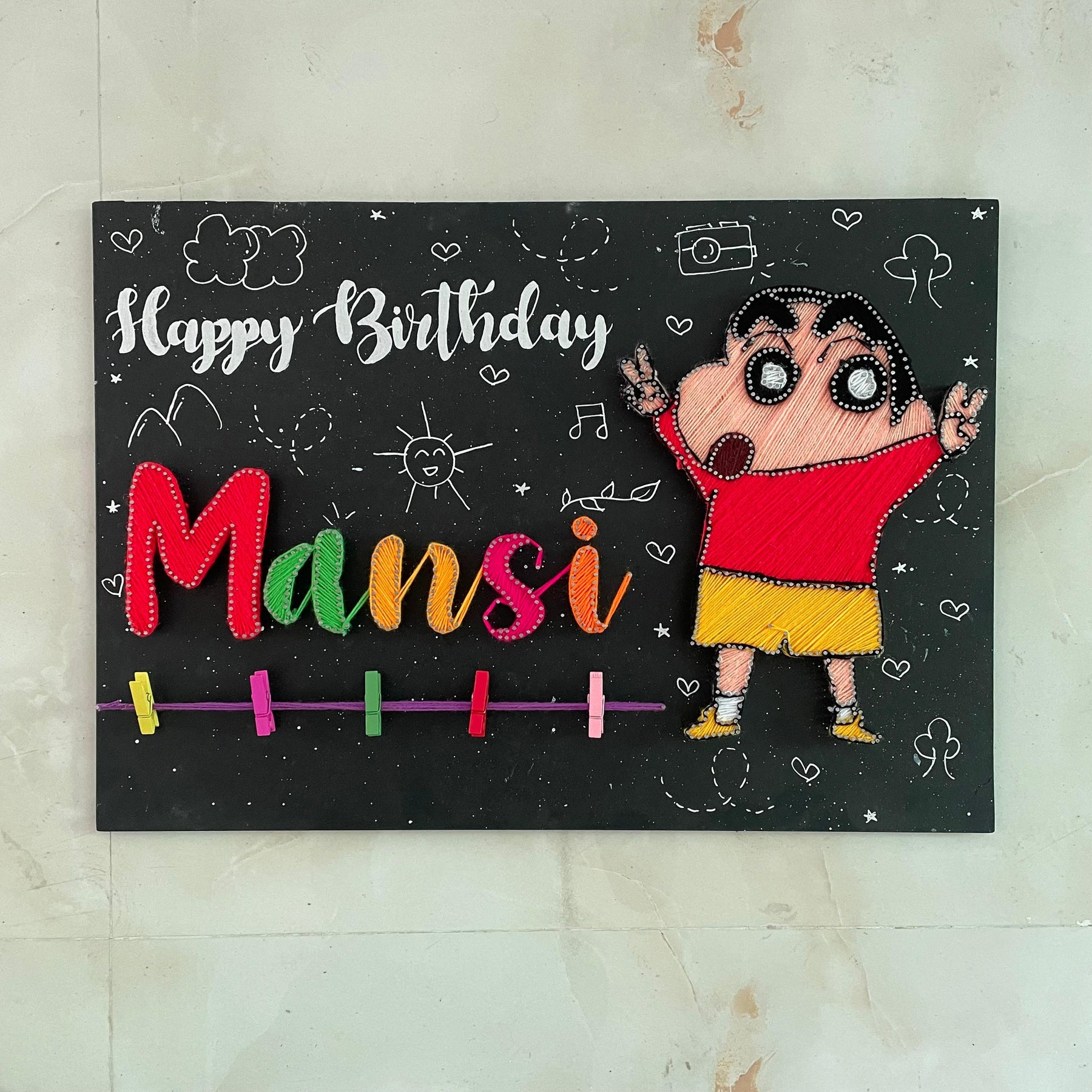 Shinchan's String Art Surprise: A Birthday Gift to Remember