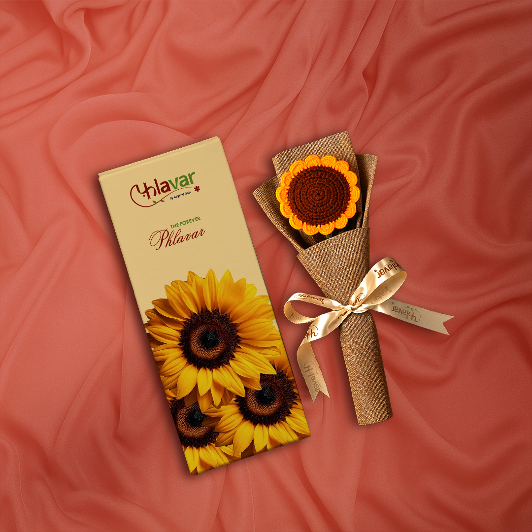 Single Sunflower Crochet Bouquet
