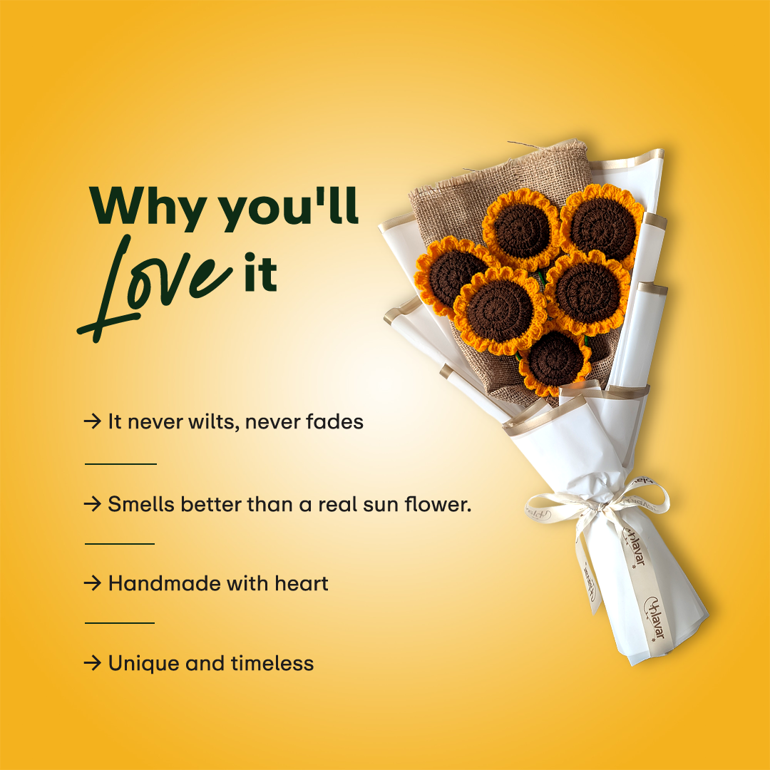 Sunflower Crochet Bouquet (Set Of 6)