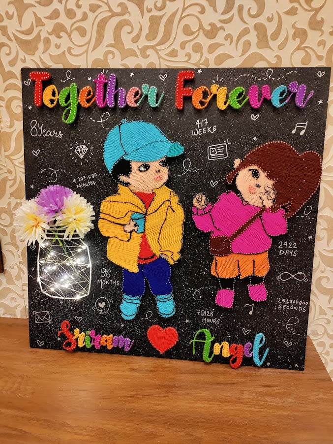 Together Forever String Art Board With Flower Jar